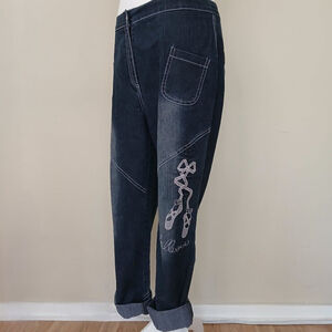 Unique Embroidered Ballerina Inspired Jeans Blue Size 8